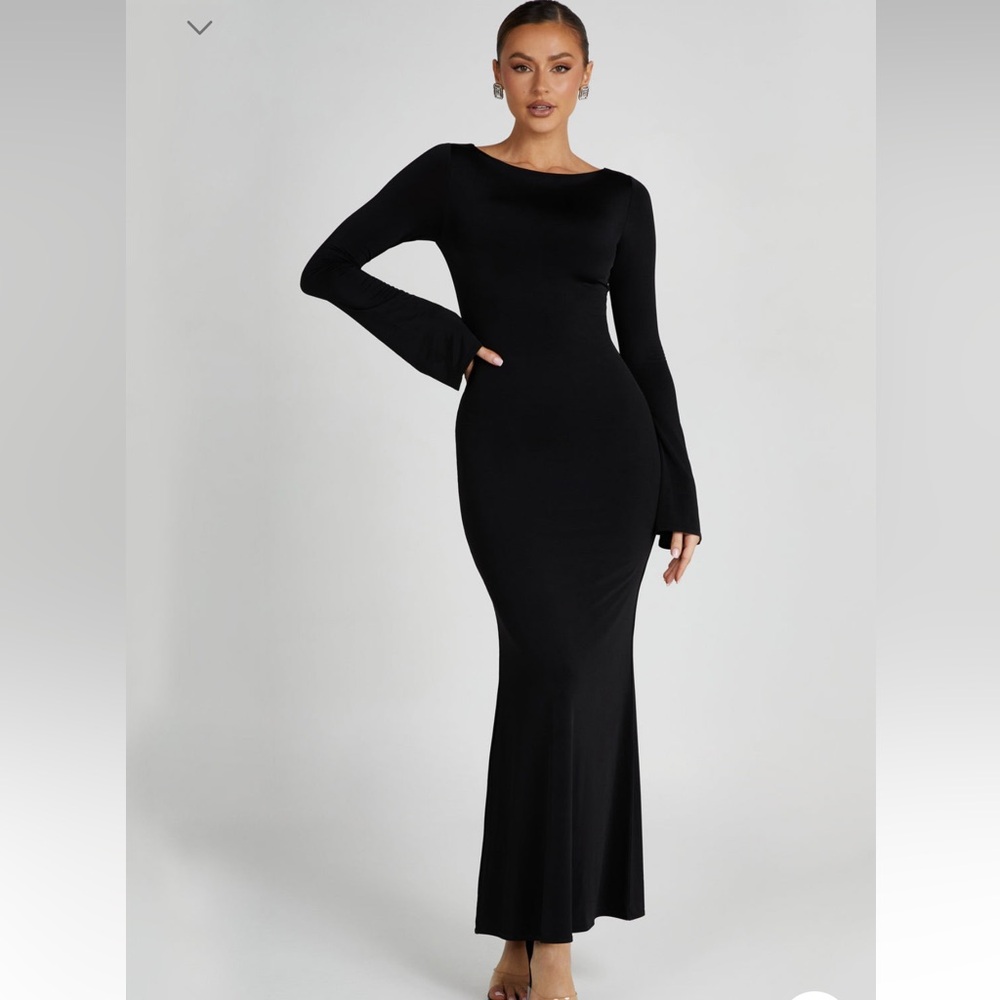 Tarna Slinky Fishtail Maxi Dress - Black